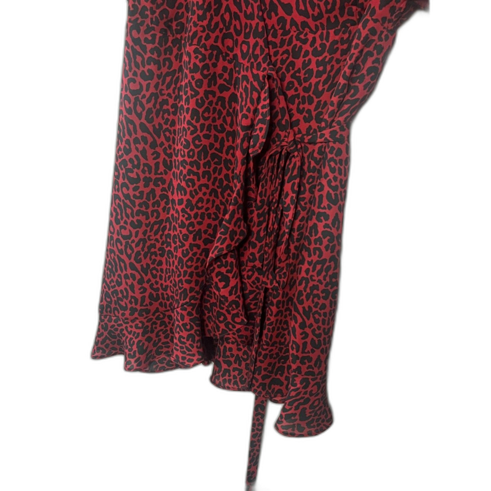 Wrap Dress | Red & Black Cheetah Print | M